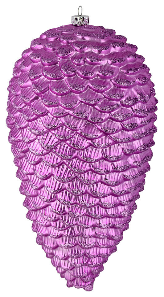 Vickerman N187369D 10" Orchid Matte Glitter Pinecone Christmas Ornament