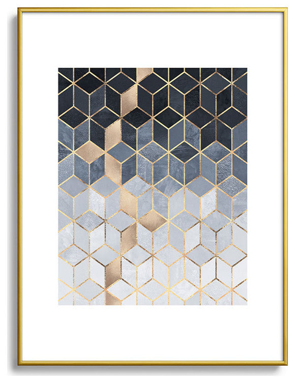 Elisabeth Fredriksson Soft Blue Gradient Cubes 2 Metal Framed Art Print