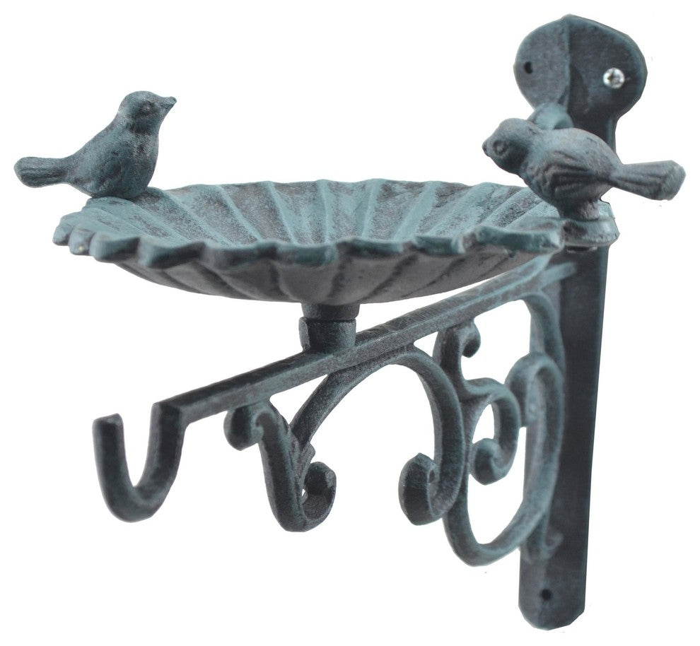 Plant Hanger Bird Bath Or Feeder, Verdigris Color, 10.25" Deep