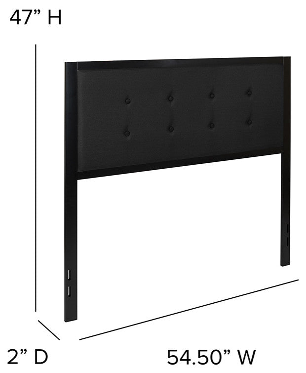 Bristol Metal Tufted Upholstered Headboard - Modern Headboard, Black, Full