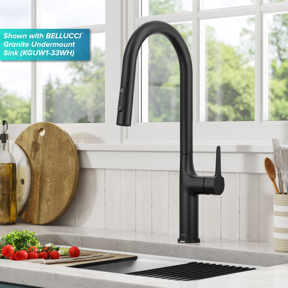 Oletto Pull-Down 1-Hole Kitchen Faucet, Matte Black, Model Ktf-3101mb