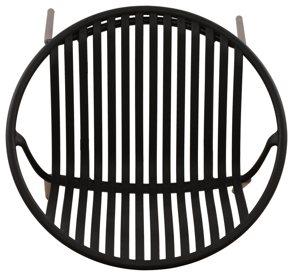 GDF Studio 7-Piece Outdoor Dining Set, Table & Stackable Chairs, Black/Teak