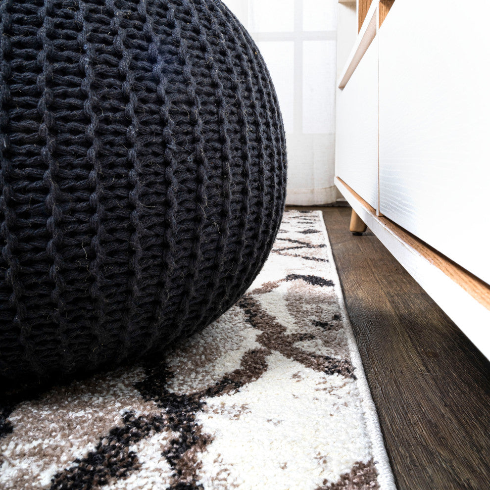 Aksil Moroccan Diamond Ivory/Brown 2 ft. x 8 ft. Runner Rug