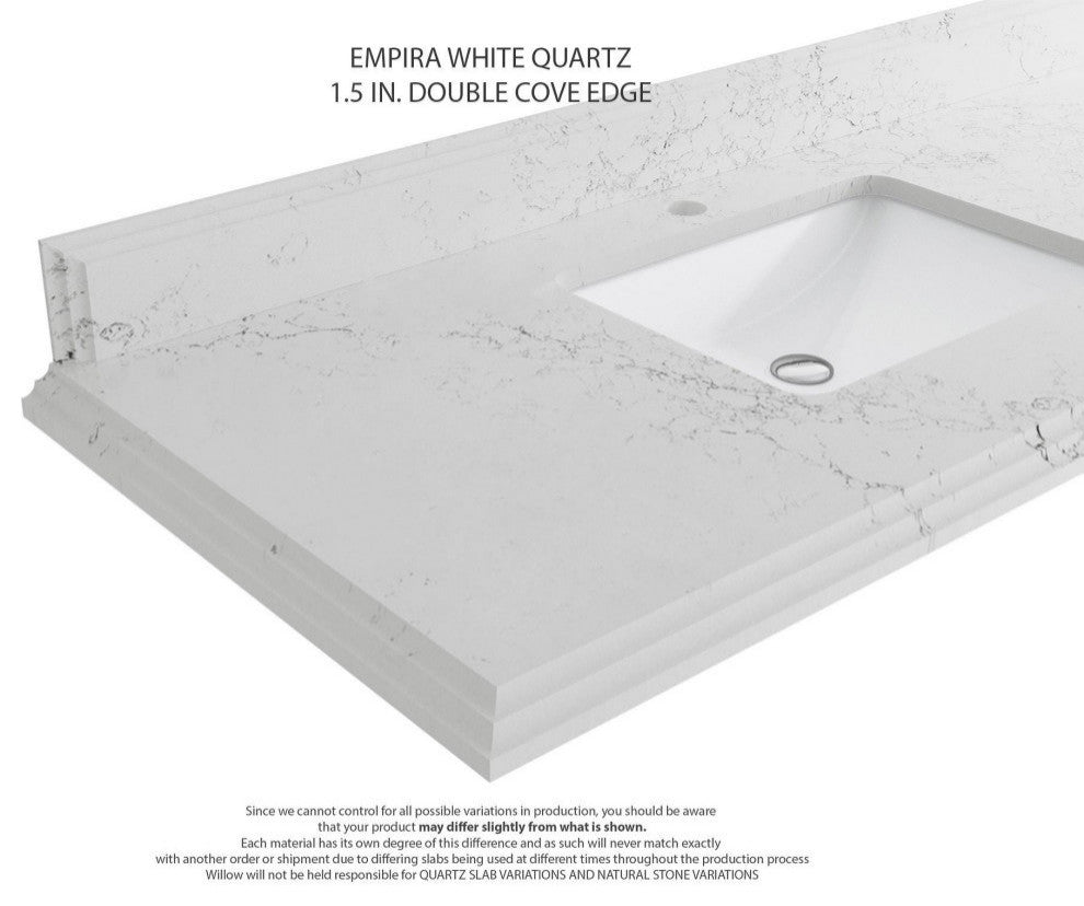 Nashville 60" Single Bathroom Vanity, White 1.5" Empira Quartz