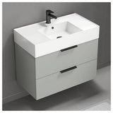 Nameeks Derin-3217-W Derin 32" Wall Mounted Single Basin Vanity - Brown Oak