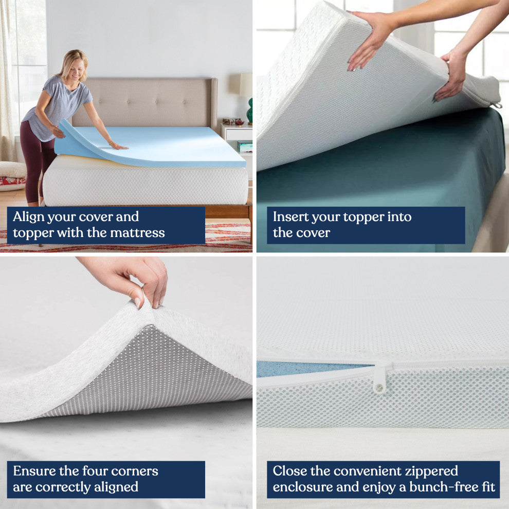 Delara 2" Gel Infused Memory Foam Mattress Topper With Bamboo Cover, King
