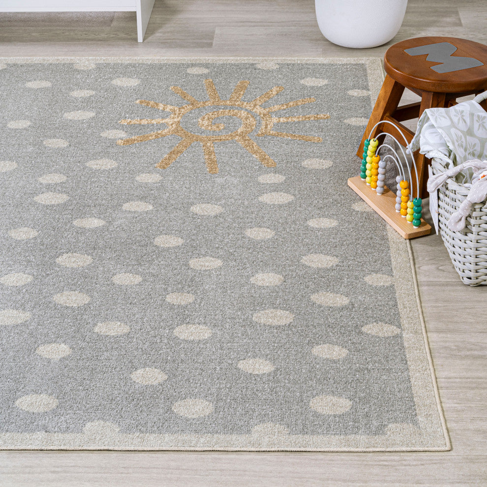 Minha Rainbow Dot Machine-Washable Area Rug, 3 X 5