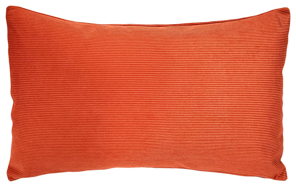 Liminal Koi Orange Striped Velvet Throw Pillow 12x19, with Polyfill Insert