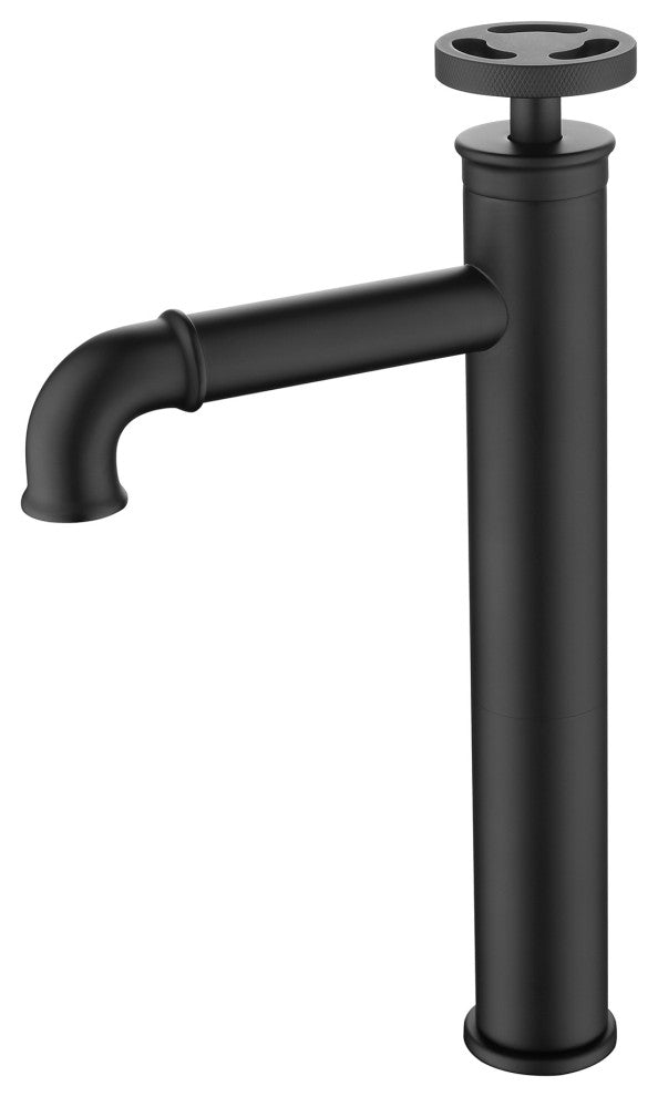 Deck Mounted Single Hole Bathroom Sink Faucet, Matte Black
