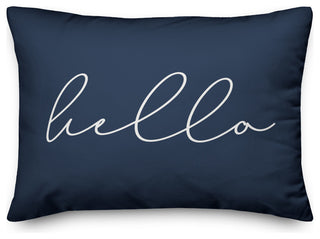 Hello Thin Script Outdoor Lumbar Pillow