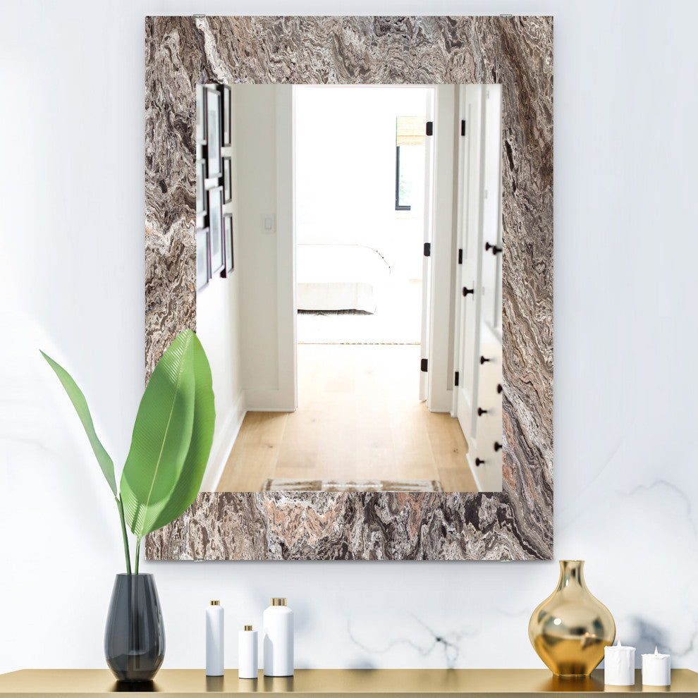 Designart Onyx Travertine Tile Midcentury Frameless Vanity Mirror, 24x32