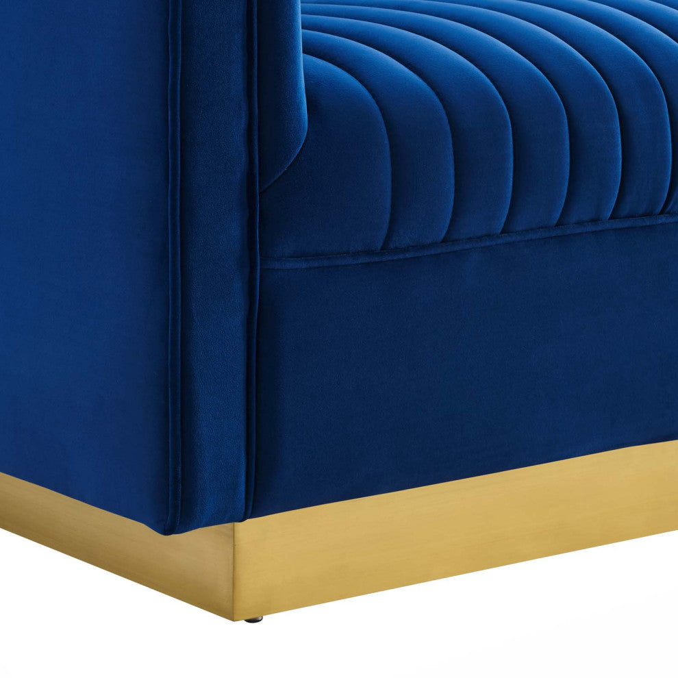 Sanguine Vertical Channel Tufted Performance Velvet Loveseat EEI-4530-NAV