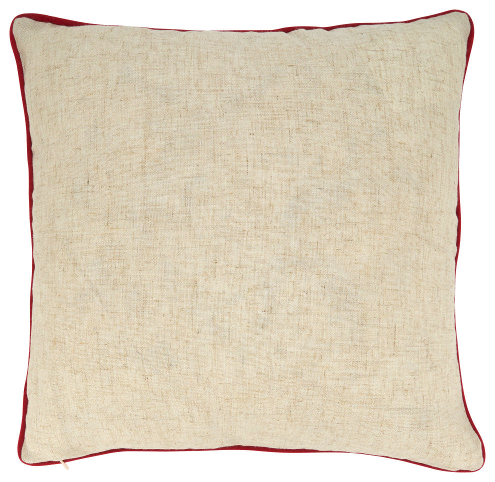 Poinsettia Wreath Design Down-Filled Throw Pillow, 16"x16", Multi