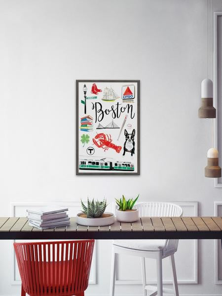 "Boston Icons" Framed Painting Print, 12"x18"