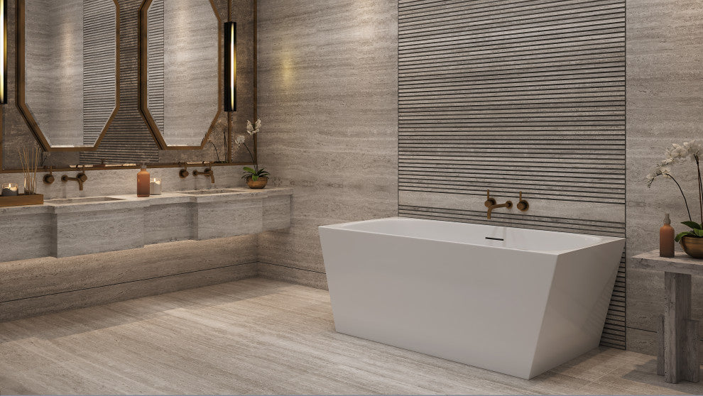 Malibu Anglesea Rectangle Soaking Bathtub 62x30x24, Glossy White