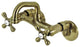 Kingston Brass KS212AB Two-Handle Wall Mount Bar Faucet, Antique Brass