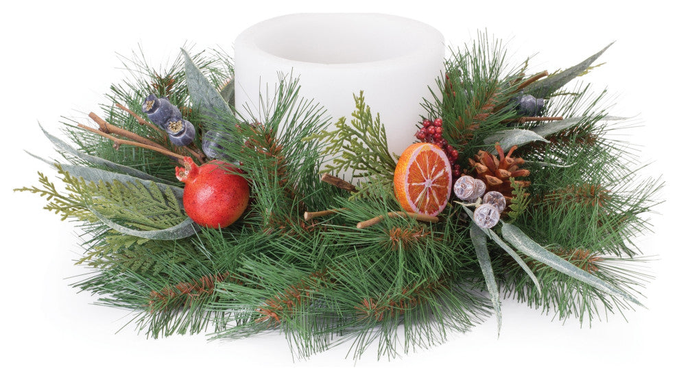 Mixed Pine Fruit Candle Ring 18"D