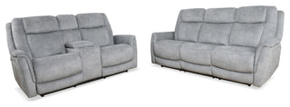 Linus Hudson Grey Power Reclining Sofa and Recliner