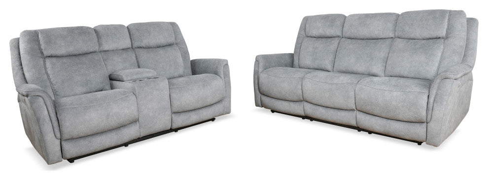 Linus Hudson Grey Power Reclining Sofa and Recliner