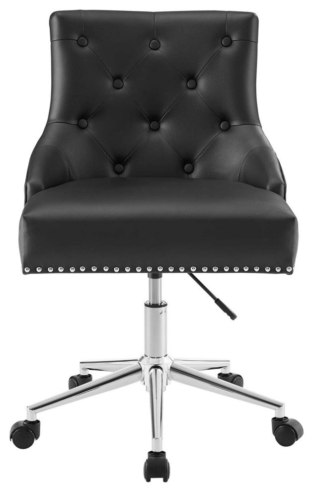 Home Business Office Work Desk Chair, Faux Vinyl Leather Aluminum, Black