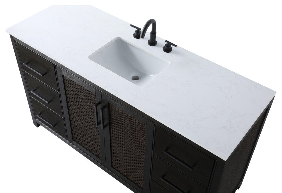 Home Living 60" Single Bathroom Vanity, Chocolate Oak