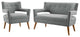 Armchair and Loveseat Sofa Set, Fabric, Gray, Modern, Lounge Hospitality