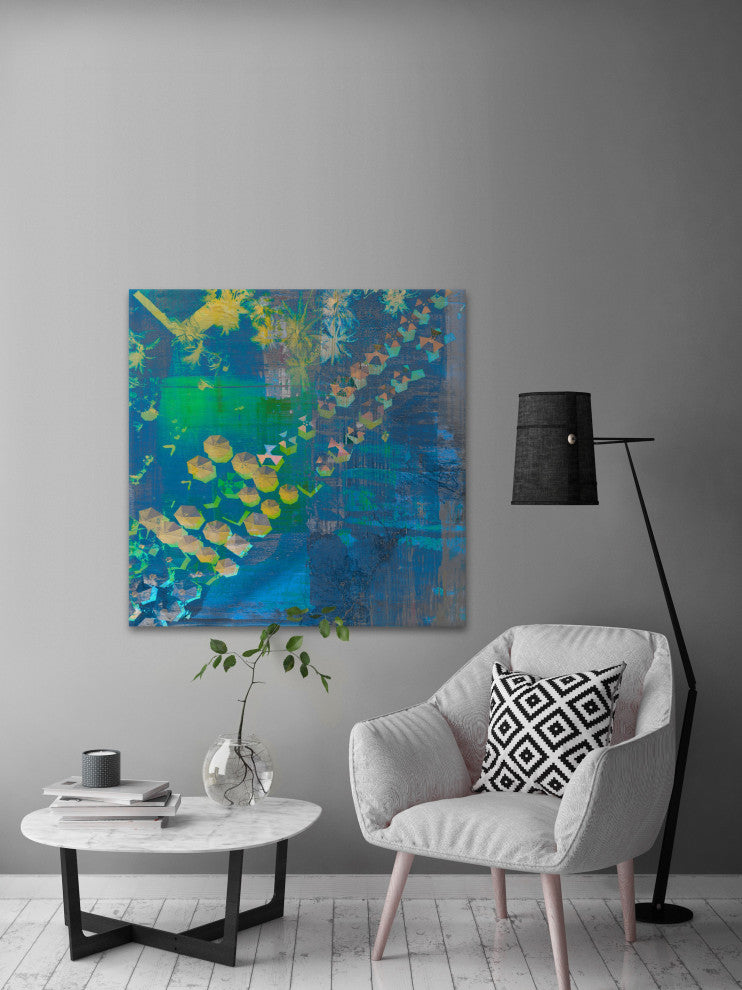 "Superimposed" Painting Print on Wrapped Canvas, 18"x18"