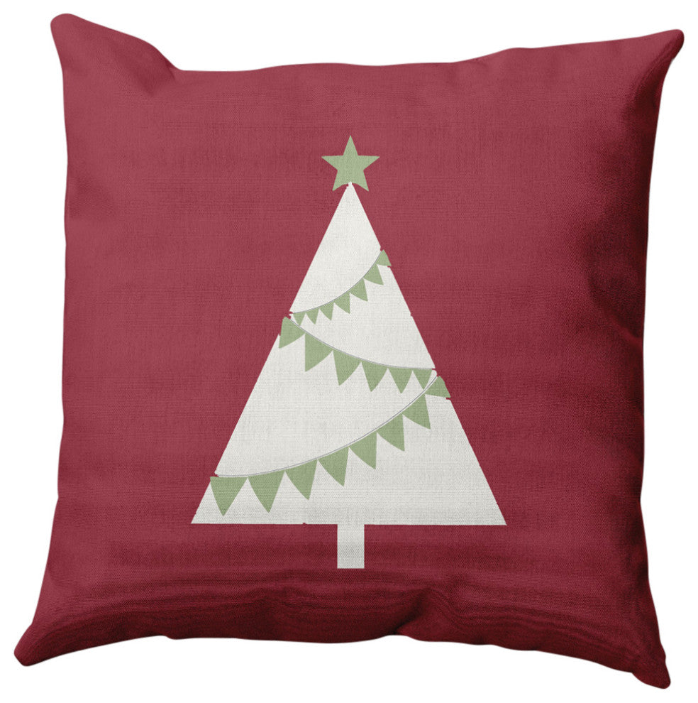 Garland Tree Decorative Throw Pillow, Brick Red, 20"x20"