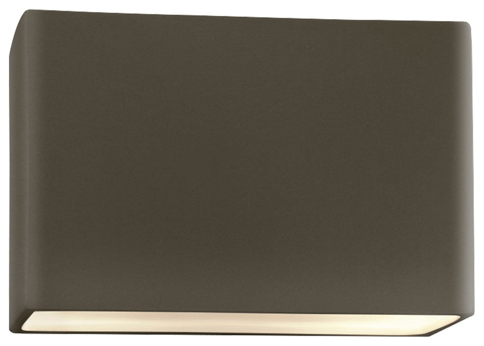 Ambiance Large Wide Rectangle Wall Sconce, Closed, 12", Pewter Green, LED