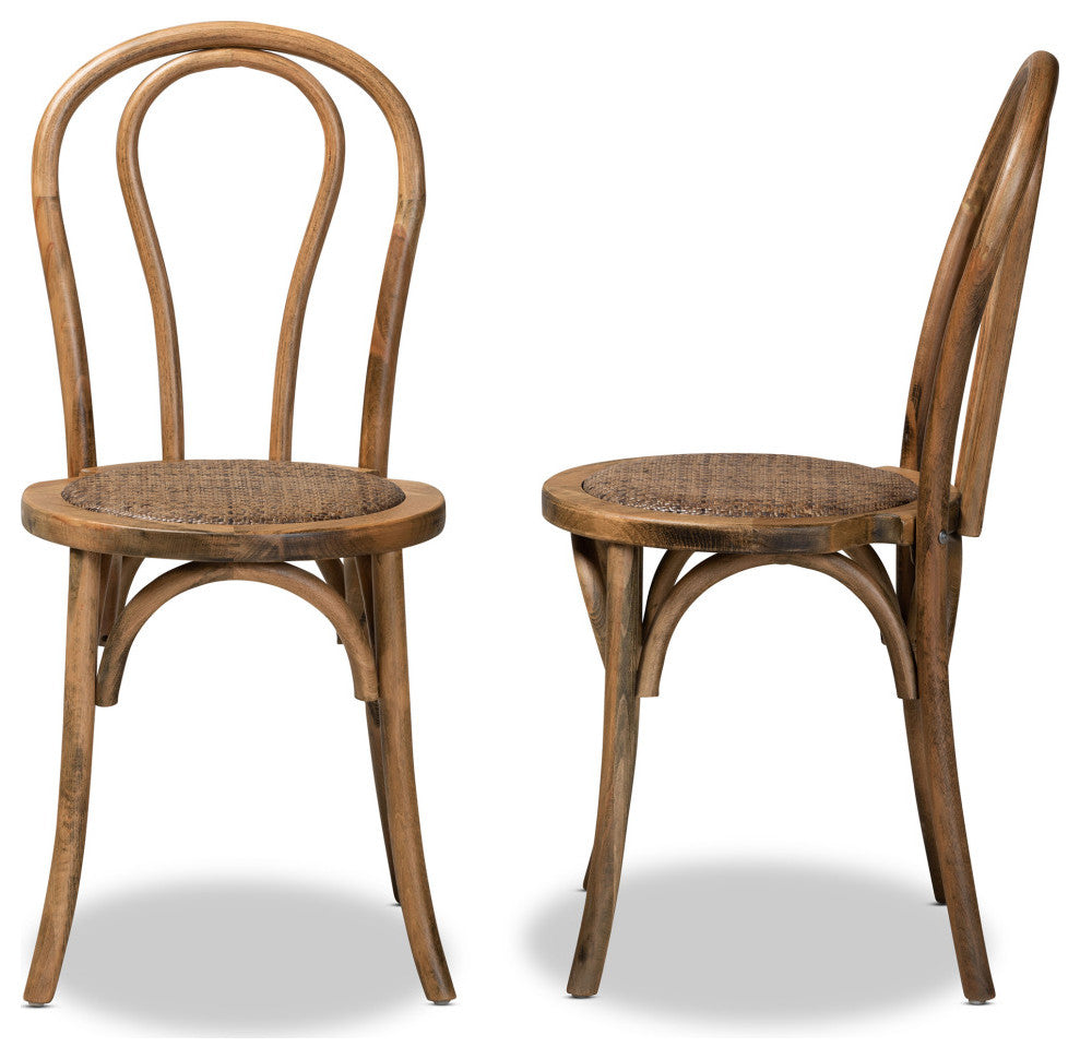 Tilda Mid-Century 2-Piece Dining Chairs, Walnut Brown