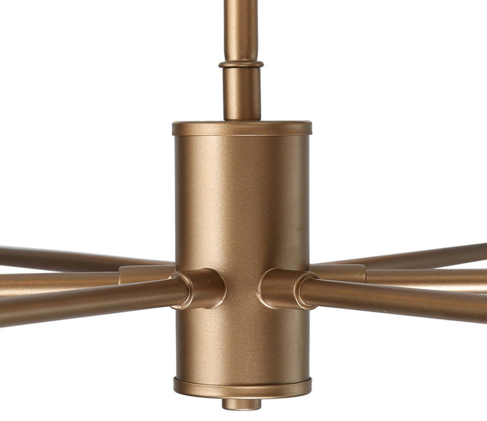 LNC 6-Light Modern Candle-Style Glass-Cylinder Chandelier, Brass