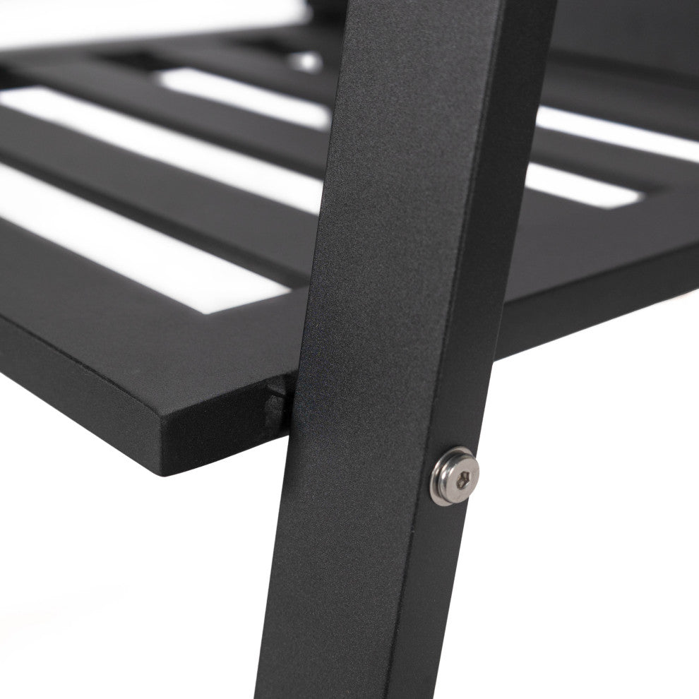 LeisureMod Chelsea Patio Dining Chair, Aluminum With Cushions Set of 2, Black