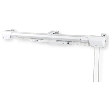 Heavy Duty Traverse Rod, Center Open, White, 84-156"