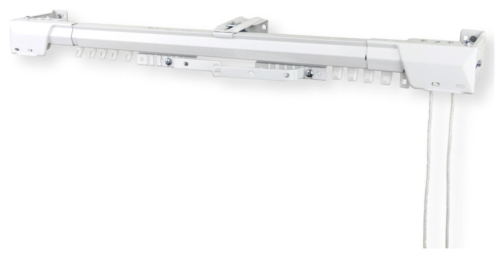 Heavy Duty Traverse Rod, Center Open, White, 84-156"