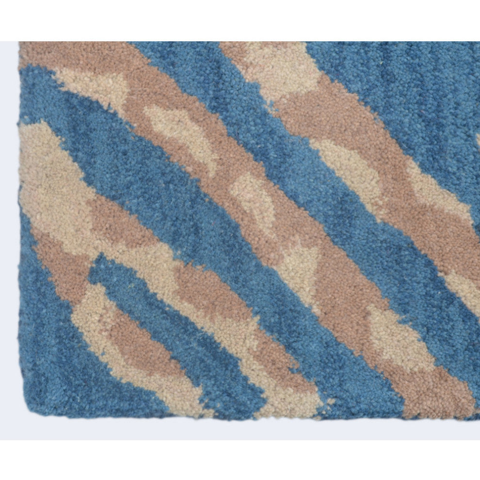 HAND TUFTED WOOL ECO-FRIENDLY AREA RUGS - Runner,Blue,Contemporary