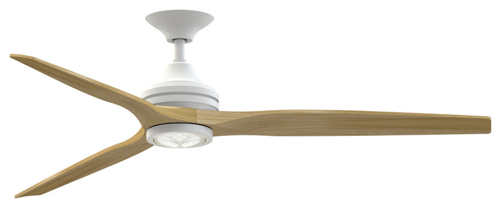 Fanimation Spitfire 64" Fan/LED Light, matte White, Matte White/Natural Blades