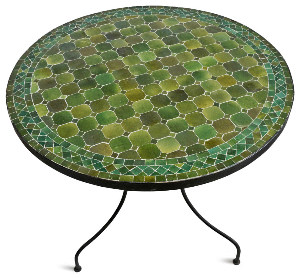 Outdoor Green Mosaic Round Bistro Table