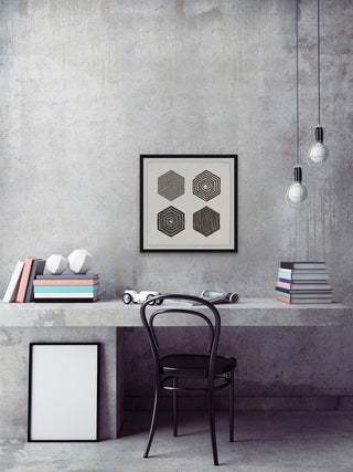 "Hexagons" Framed Painting Print, 12"x12"
