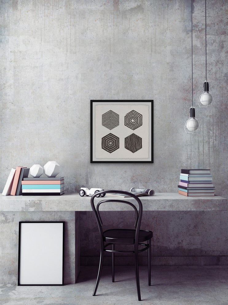 "Hexagons" Framed Painting Print, 12"x12"