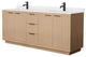 Maroni 80" Light Straw Double Vanity, White Cultured Marble Top, Black Trim