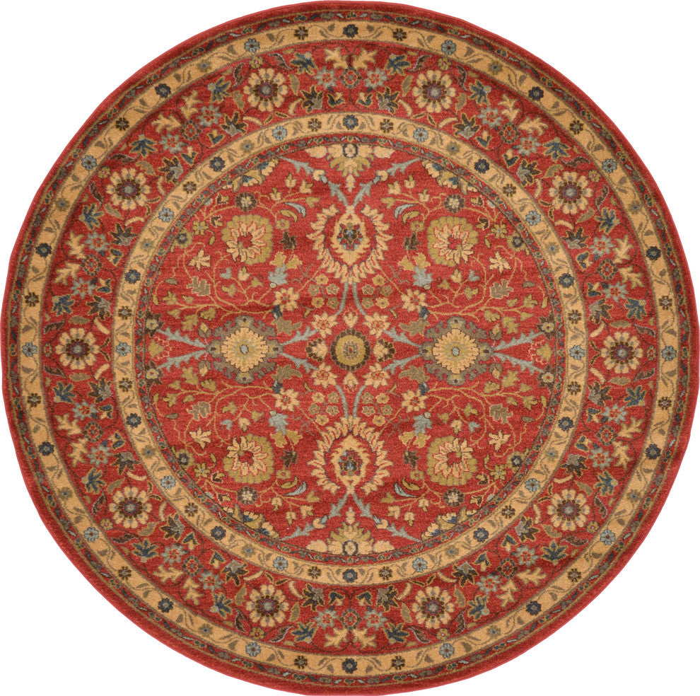 Unique Loom Red Monroe Edinburgh 6' 0 x 6' 0 Round Rug
