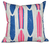 Dean, Geometric Print Outdoor Pillow, Pink, 18"x18"