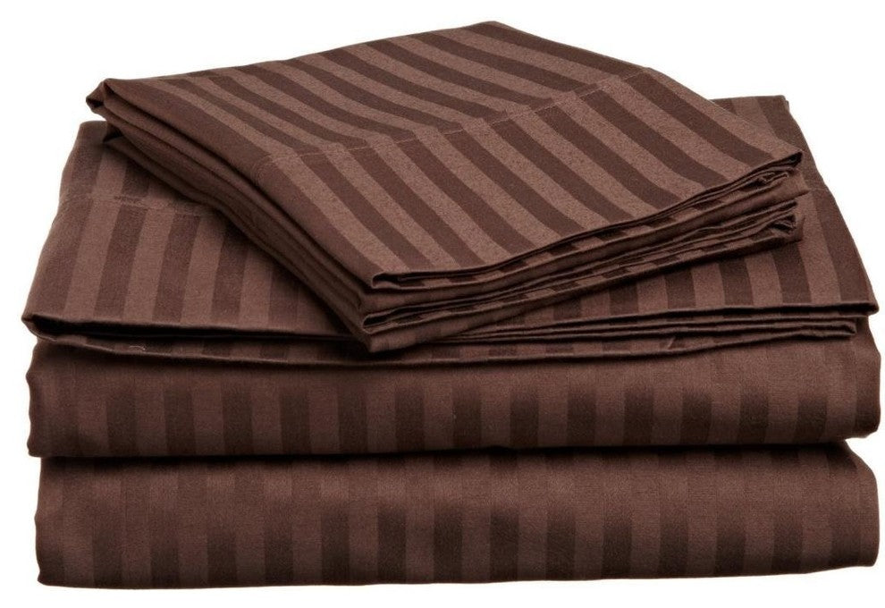 Lux Decor Collection Ultra-Soft Luxury 4 Piece Bed Sheet, Brown, Queen