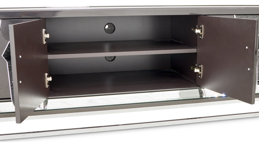 Carmela Media Cabinet Glossy Charcoal Sand