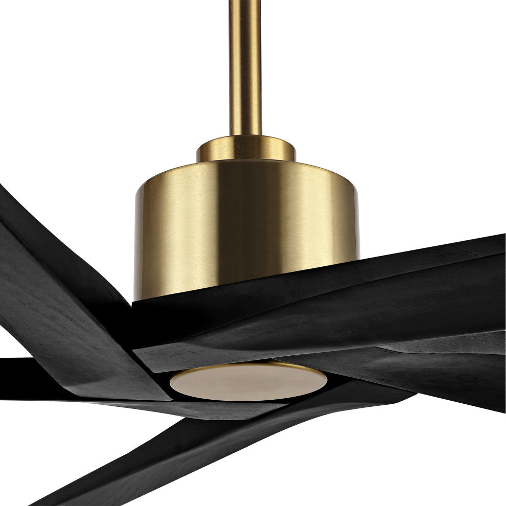 54" Reversible 5-Blade DC Motor Ceiling Fan With Remote Control, Gold/Black/