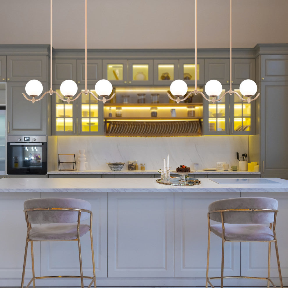LALUZ 30-in Gold and Frosted Glass Modern Linear Kitchen Island Lighting