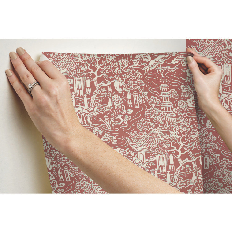 Chinoiserie Wallpaper, Red, Orange