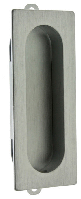 Genuine Solid Brass Rectangular Flush Pull, Satin Chrome