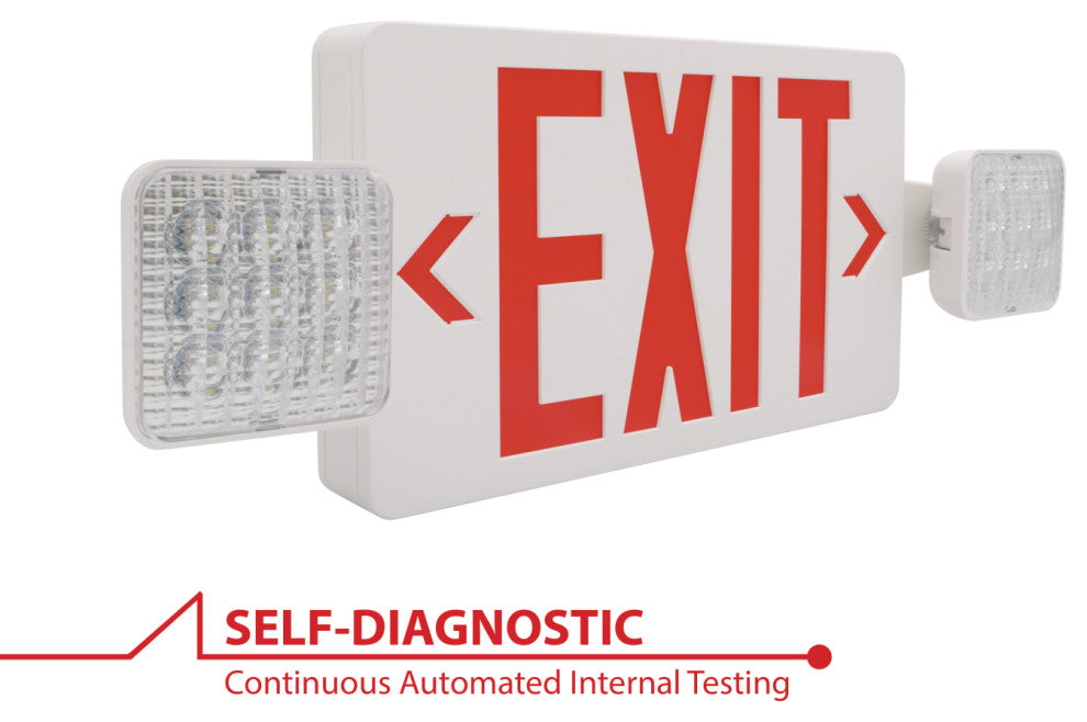ECL3 Self-Diagnostic LED Emergency Exit Sign, Remote Capable, Red Lettering