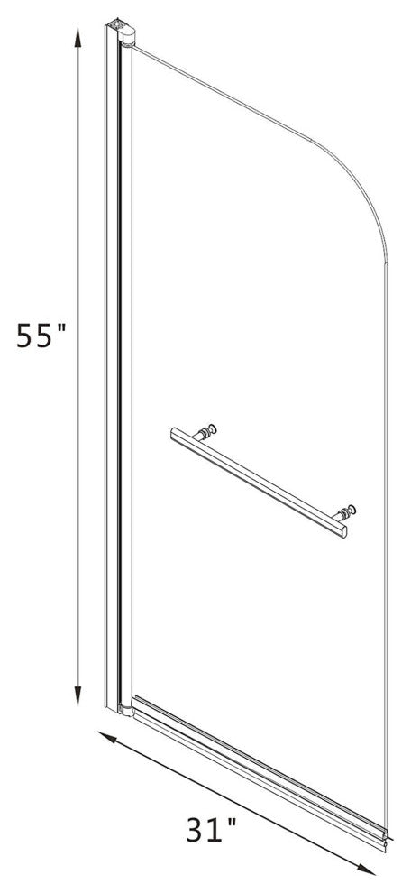 31 in. W x 55 in. H Frameless Fixed Glass Tub Panel